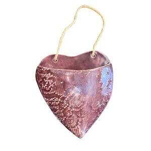 Ceramic heart wall pocket hand made pottery artist signed